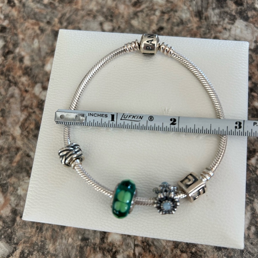 Pandora Silver Bracelet with Three Charms - Picture 8 of 9